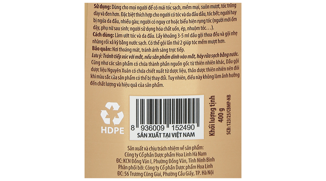 Dầu gội dược liệu Nguyên Xuân tóc bồng bềnh và chắc khỏe chai 260g - 34